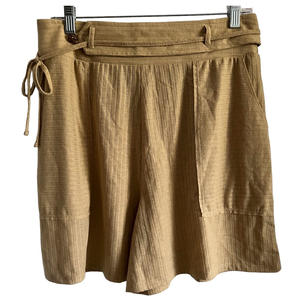 Free People Beach High Waisted Trouser Shorts Size Medium FP Beach Linen Elastic